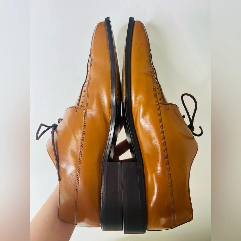 Fratelli Footware Mens Leather Khaki Square Dress‎ Shoes Size 10